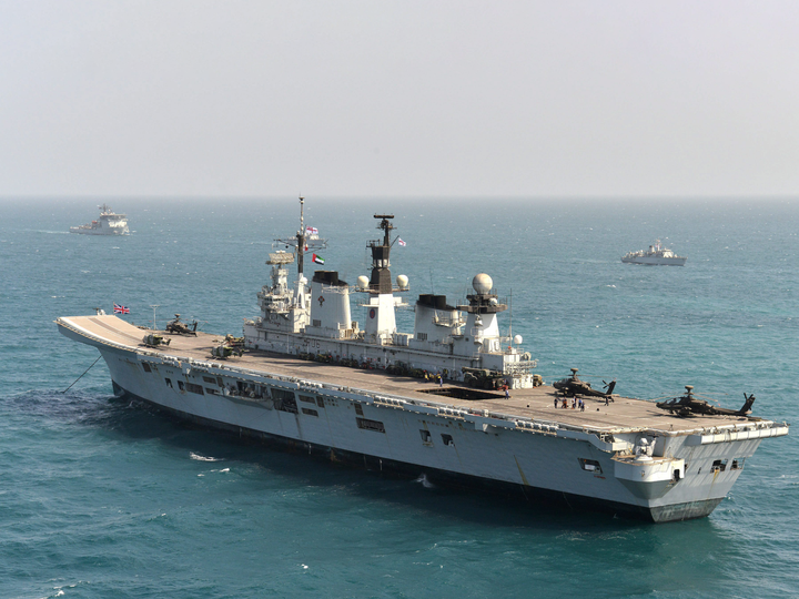 HMS Illustrious (R06) Royal Navy Invincible Class Aircraft Carrier At Anchor Photo Print Wall Art Decor - Posters, Prints, & Visual Artwork - by Hampshire Prints (image 1 of 9)