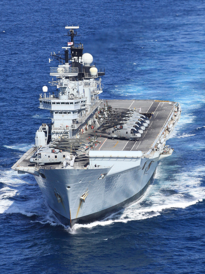 HMS Illustrious (R06) Royal Navy Invincible Class Aircraft Carrier High Bow View Photo Print Wall Art Decor - Posters, Prints, & Visual Artwork - by Hampshire Prints (image 1 of 9)