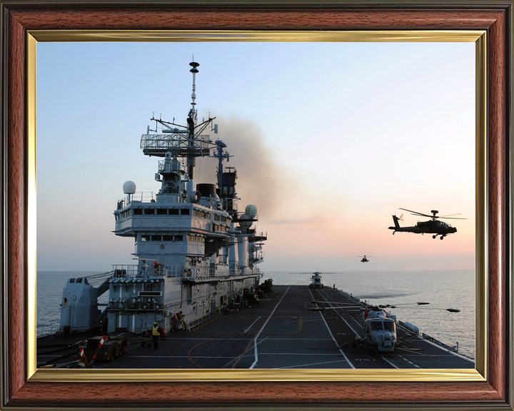 HMS Illustrious (R06) Royal Navy Invincible Class Aircraft Carrier Flight Deck at Sunset Photo Print Wall Art Decor - Posters, Prints, & Visual Artwork - by Hampshire Prints (image 9 of 9)
