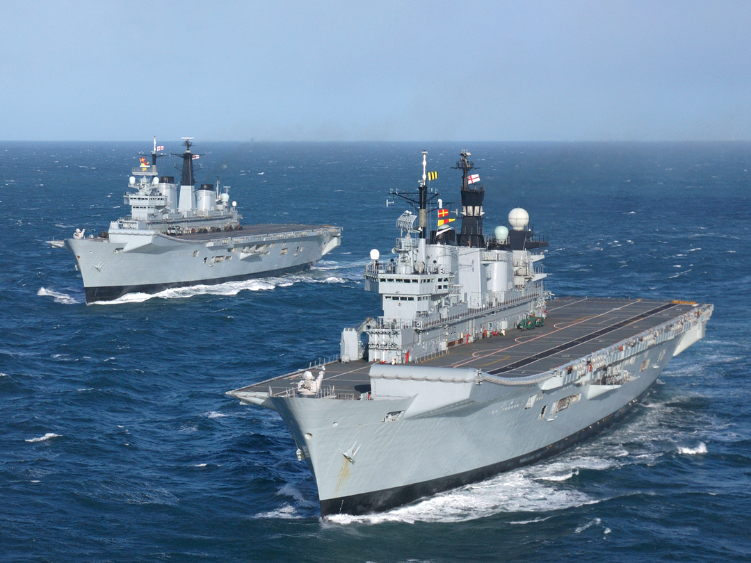 HMS Invincible R05 Aircraft Carriers and HMS Illustrious R06 January 2005 Photo Print - Posters, Prints, & Visual Artwork - by Hampshire Prints (image 1 of 9)