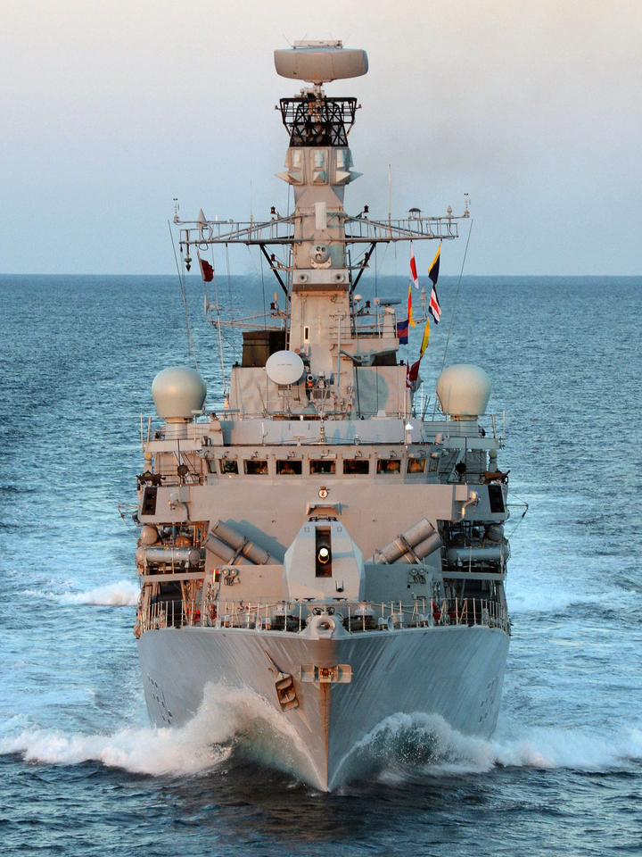 HMS Iron Duke F234 Type 23 Frigate June 2014 Bow View at Sunset Photo Print - Posters, Prints, & Visual Artwork - by Hampshire Prints (image 1 of 9)