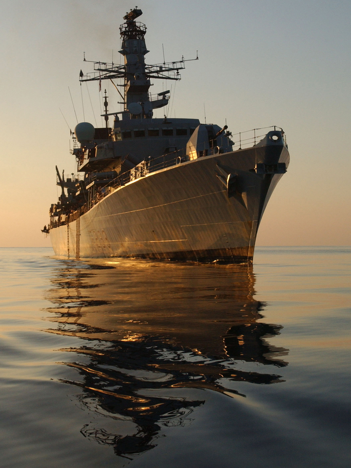 HMS Marlborough F233 Type 23 Frigate November 2004 Starboard Bow Reflections Photo Print - Posters, Prints, & Visual Artwork - by Hampshire Prints (image 1 of 9)