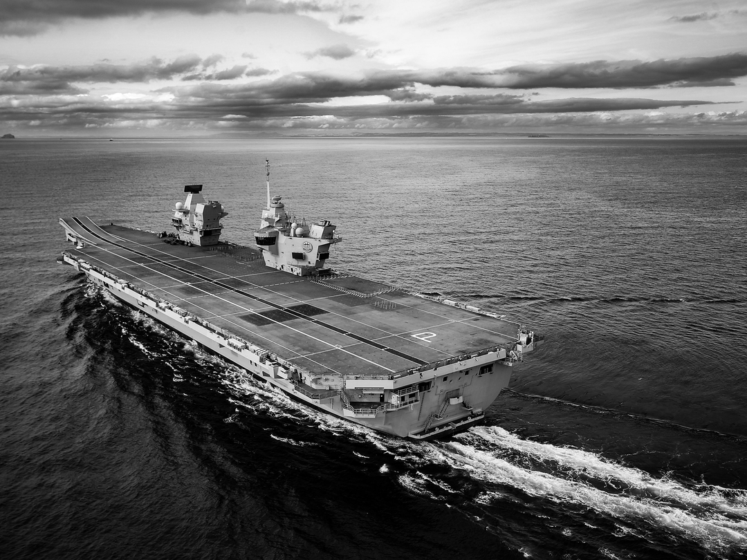 HMS Prince of Wales R09 Queen Elizabeth Class Aircraft Carrier Black and White Photo Print - Posters, Prints, & Visual Artwork - by Hampshire Prints (image 1 of 9)