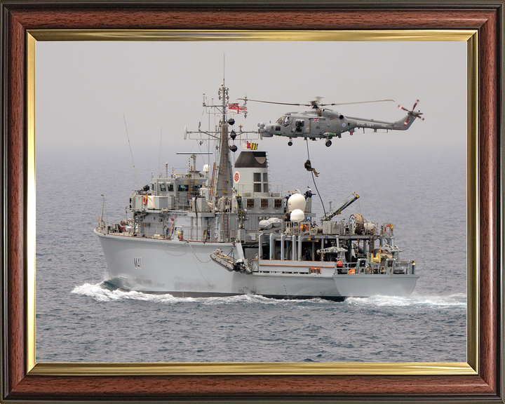HMS Quorn M41 Hunt Class Minehunter May 2013 With Helicopter Photo Print - Posters, Prints, & Visual Artwork - by Hampshire Prints (image 9 of 9)