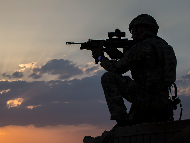 British Army 3 SCOTS Sunset Silhouette Iraq February 2018
