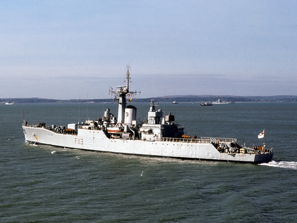 HMS Falmouth F113 Rothesay Class Frigate April 1979