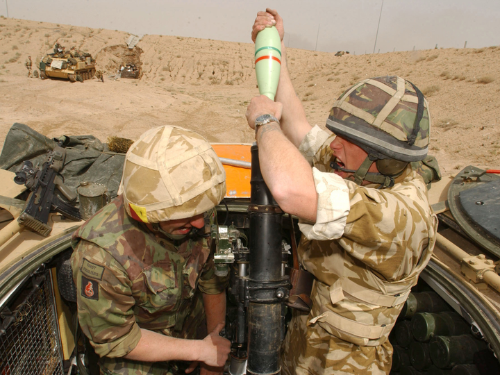 British Army 1 RRF Fusiliers 81mm Mortar Basra Iraq March 2003