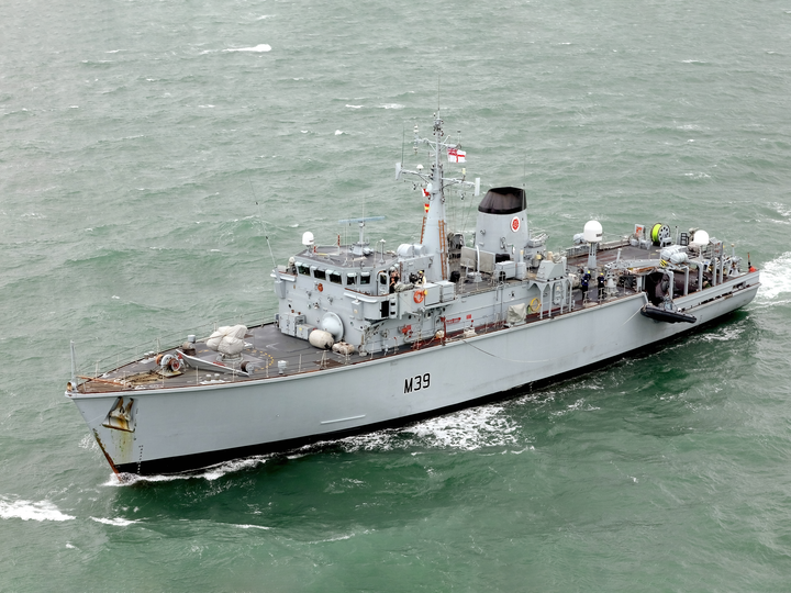 HMS Hurworth (M39) Royal Navy Hunt Class Mine Warfare Vessel High Port View Photo Print Wall Art Naval Decor - Posters, Prints, & Visual Artwork - by Hampshire Prints (image 1 of 9)