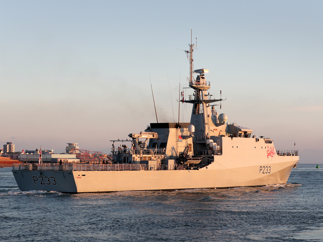 HMS Tamar P233 River Class Patrol Vessel December 2020 Leaving Harbour Sunset Photo Print - Posters, Prints, & Visual Artwork - by Hampshire Prints (image 1 of 9)