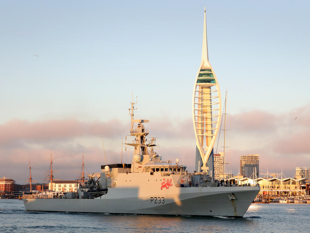 HMS Tamar P233 River Class Patrol Vessel December 2020 Leaving Portsmouth Photo Print - Posters, Prints, & Visual Artwork - by Hampshire Prints (image 1 of 9)