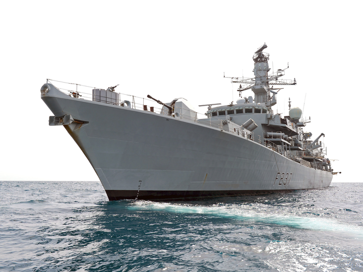HMS Westminster F237 Type 23 Frigate April 2012 Low Port Bow View At Sea
