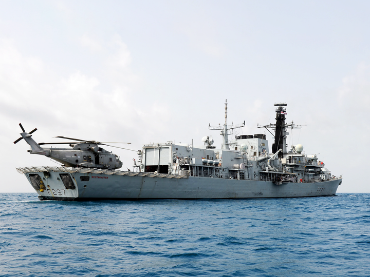 HMS Westminster F237 Type 23 Frigate April 2012 With Merlin Helicopter Photo Print - Posters, Prints, & Visual Artwork - by Hampshire Prints (image 1 of 9)