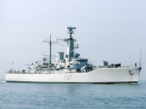 HMS Andromeda F57 Leander Class Frigate May 1989 Entering Harbour