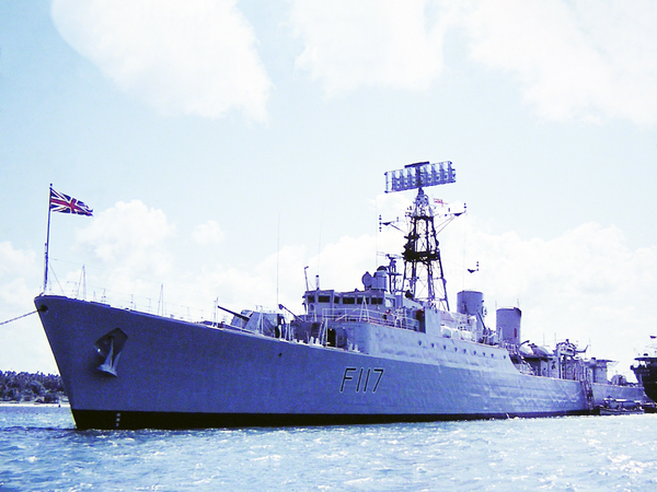 HMS Ashanti F117 Tribal Class Frigate At A Buoy