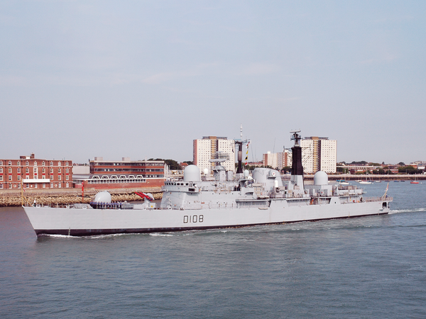 HMS Cardiff D108 Type 42 Destroyer 27 June 2005 Leaving Portsmouth