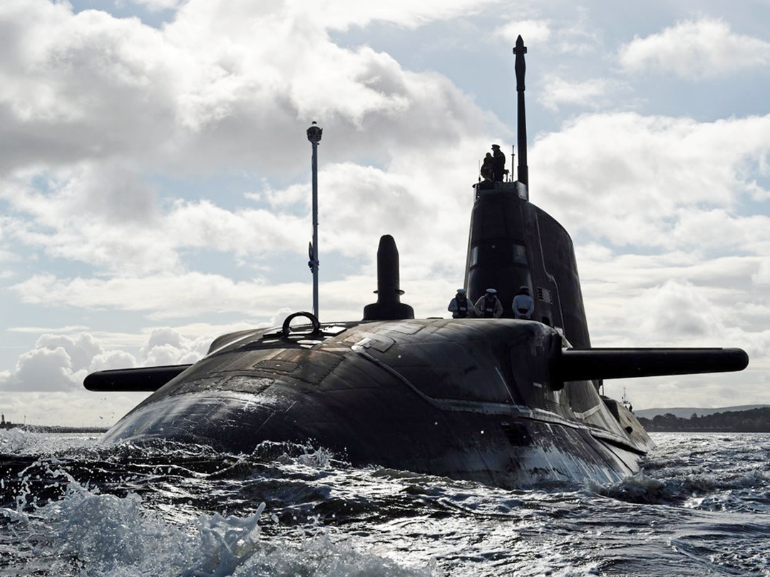HMS Ambush S120 Astute Class Submarine 2012 Sea Port Bow