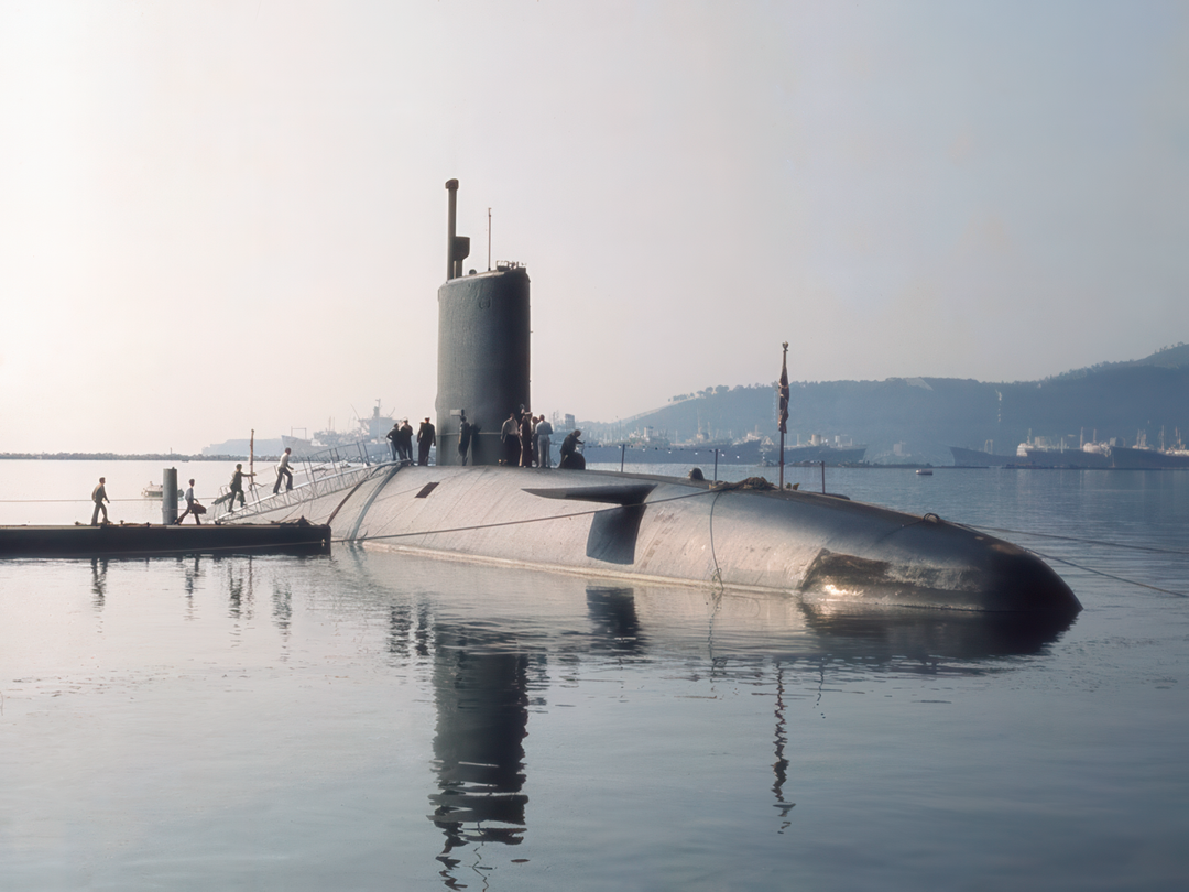HMS Conqueror S48 Churchill Class Submarine Alongside