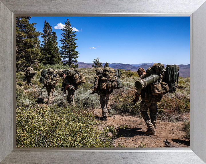 29 Commando Royal Artillery on Patrol British Army Marines Wall Art Military Decor UK Photo Print Posters, Prints, & Visual Artwork Hampshire Prints 10 x 8 Silver Frame No