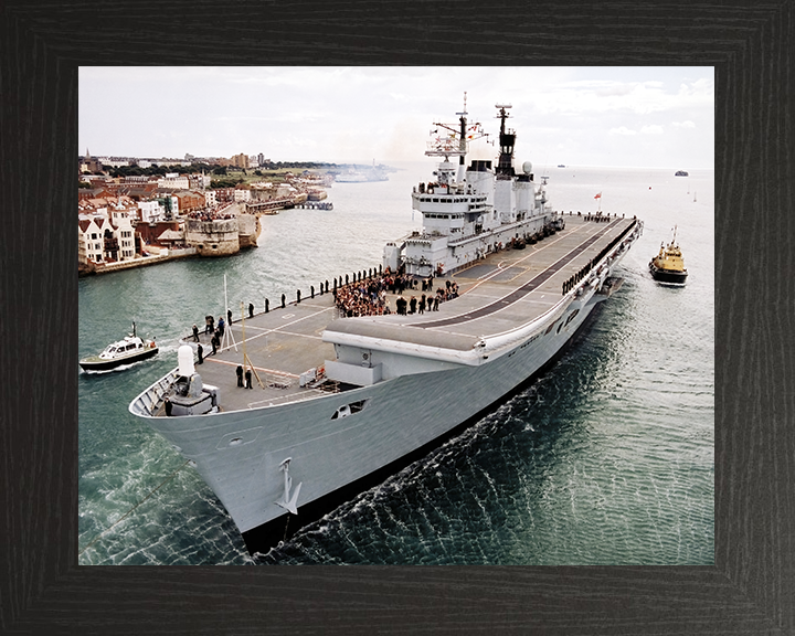 HMS Ark Royal (R07) Royal Navy Invincible Class Aircraft Carrier Passing Old Portsmouth Photo Print Wall Art Decor Posters, Prints, & Visual Artwork Hampshire Prints 10 x 8 Black Frame No