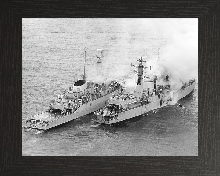 HMS Arrow (F173) alongside HMS Sheffield (D80) Royal Navy Falklands Warship Photo Print Wall Art Decor Posters, Prints, & Visual Artwork Hampshire Prints 10 x 8 Black Frame No