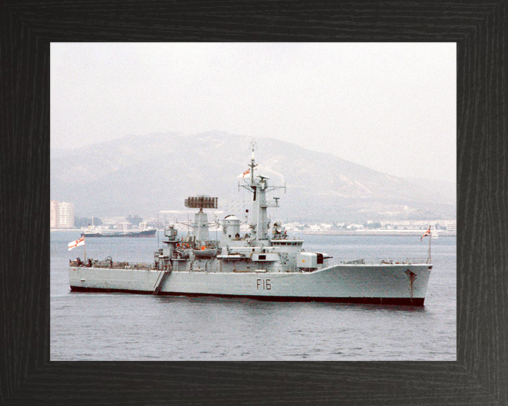 HMS Diomede (F16) Royal Navy Leander Class Frigate Starboard View at Anchor Photo Print Wall Art Decor Posters, Prints, & Visual Artwork Hampshire Prints 10 x 8 Black Frame No