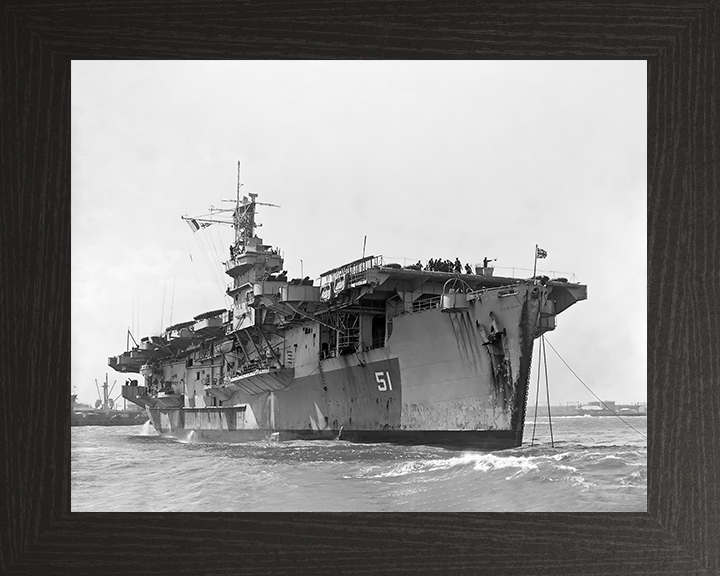 HMS Atheling (D51) Royal Navy Ruler Class Escort Carrier At a Buoy Photo Print Wall Art Decor Posters, Prints, & Visual Artwork Hampshire Prints 10 x 8 Black Frame No
