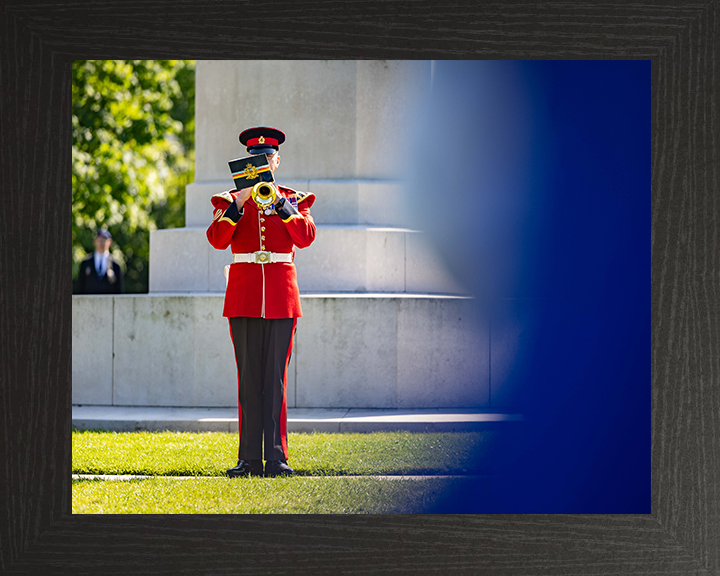 Bugler plays The Last Post Photo Print - British Army Hampshire Prints 10 x 8 Black Frame No