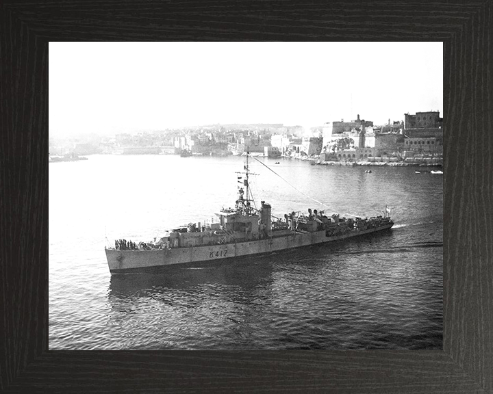 HMS Halladale (K417) Photo Print - Valletta 1946 - Royal Navy River Class Frigate Posters, Prints, & Visual Artwork Hampshire Prints 10 x 8 Black Frame No