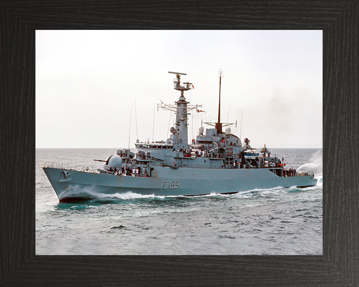 HMS Avenger (F185) Royal Navy Type 21 Frigate Underway Port Side View Photo Print Wall Art Decor Posters, Prints, & Visual Artwork Hampshire Prints 10 x 8 Black Frame No