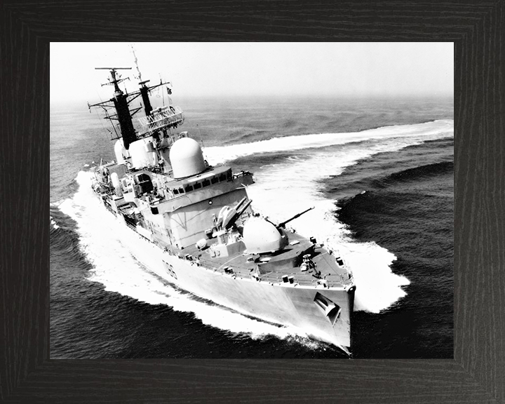HMS Birmingham (D86) Royal Navy Type 42 Destroyer Hard Turn To Port Photo Print Wall Art Decor Posters, Prints, & Visual Artwork Hampshire Prints 10 x 8 Black Frame No