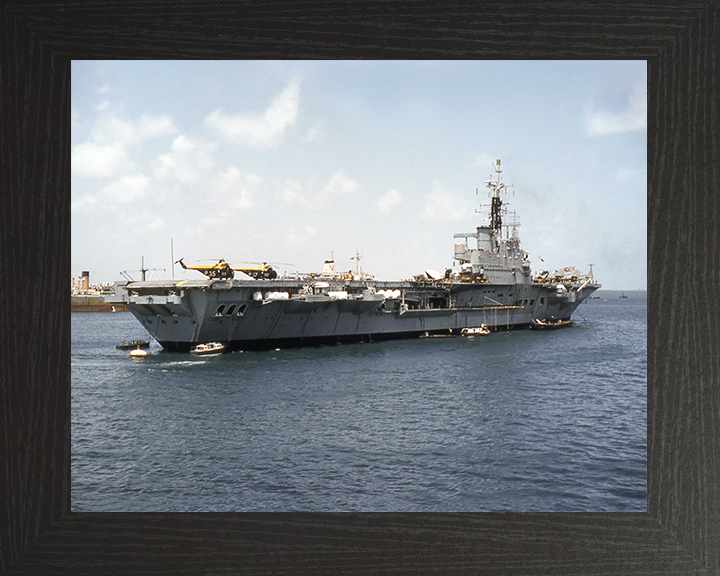 HMS Centaur (R06) Royal Navy Centaur Class Carrier At Anchor Photo Print Wall Art Decor Posters, Prints, & Visual Artwork Hampshire Prints 10 x 8 Black Frame No