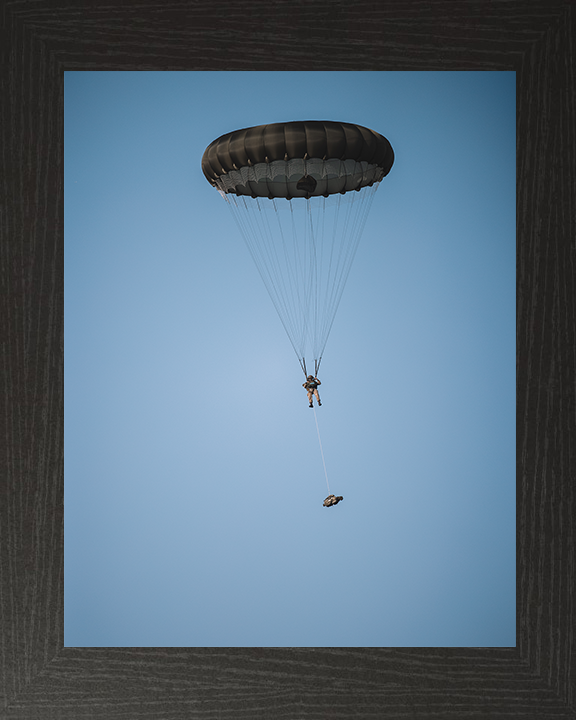 British Army Paratrooper Under Canopy 2026 Photo Print Wall Art Military Decor Posters, Prints, & Visual Artwork Hampshire Prints 10 x 8 Black Frame No