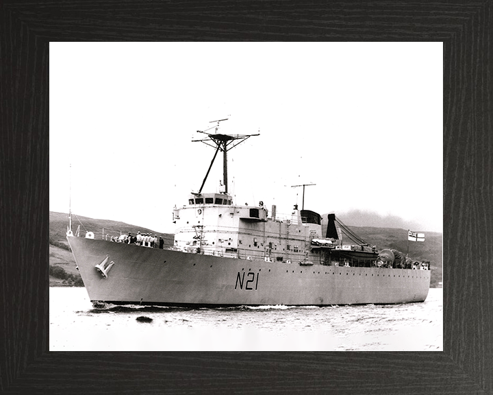 HMS Abdiel (N21) Royal Navy Abdiel Class Minelayer Photo Print Entering Harbour Warship Wall Art Posters, Prints, & Visual Artwork Hampshire Prints 10 x 8 Black Frame No