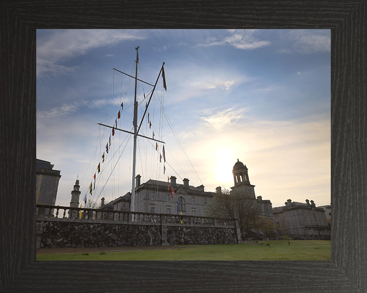 HMS Drake Photo Print - Devonport - Dress Ship - Royal Navy Shore Establishment Hampshire Prints 10 x 8 Black Frame No