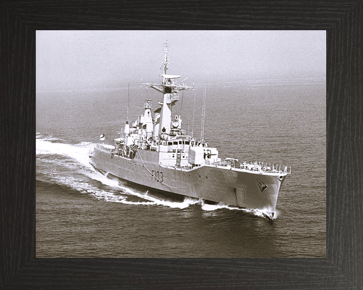 HMS Lowestoft (F103) - Underway 1970 - Royal Navy Rothesay Class Frigate Photo Print Wall Art Naval Decor UK Posters, Prints, & Visual Artwork Hampshire Prints 10 x 8 Black Frame No