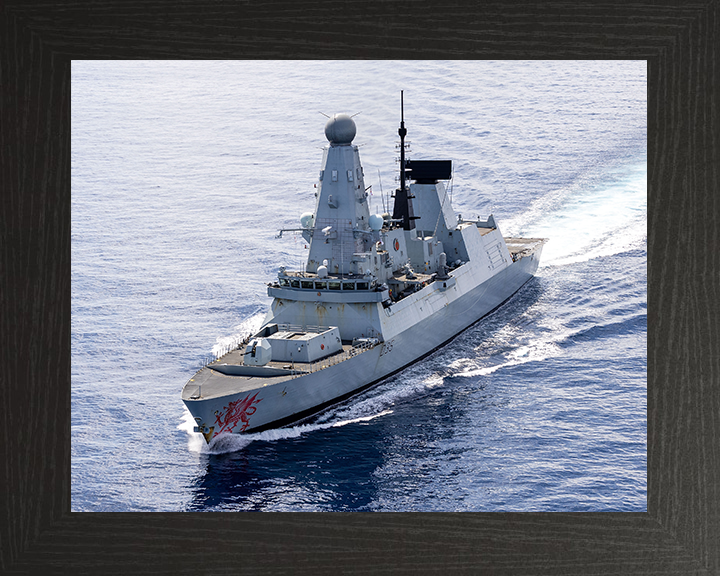 HMS Dragon (D35) Royal Navy Type 45 Destroyer at sea March 2026 Photo Print Wall Art Poster Posters, Prints, & Visual Artwork Hampshire Prints 10 x 8 Black Frame No