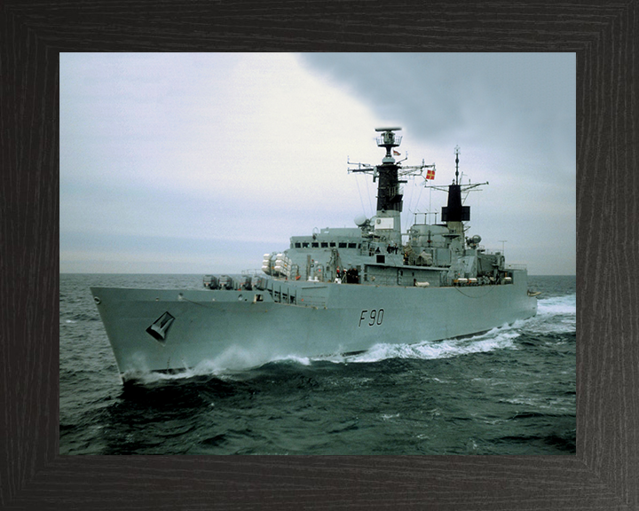 HMS Brilliant (F90) Photo Print - At Sea Port Bow View - Royal Navy Type 22 Frigate Hampshire Prints 10 x 8 Black Frame No
