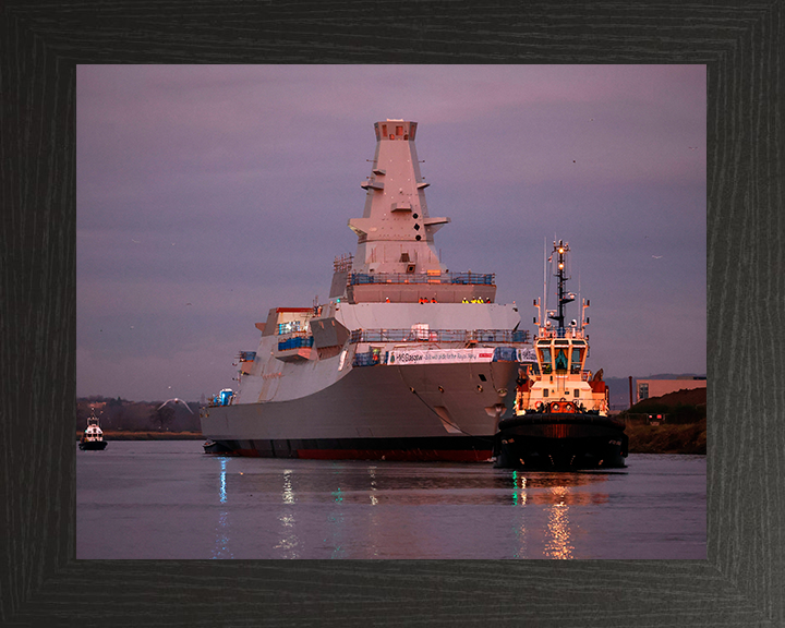 HMS Glasgow (F88) Photo Print - Scotstoun Shipyard - Royal Navy Type 26 Frigate Hampshire Prints 10 x 8 Black Frame No