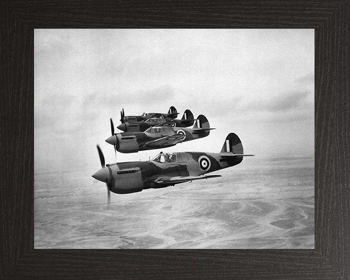 RAF Kittyhawk Mark Is in Formation Photo Print - Royal Air Force Aircraft Hampshire Prints 10 x 8 Black Frame No