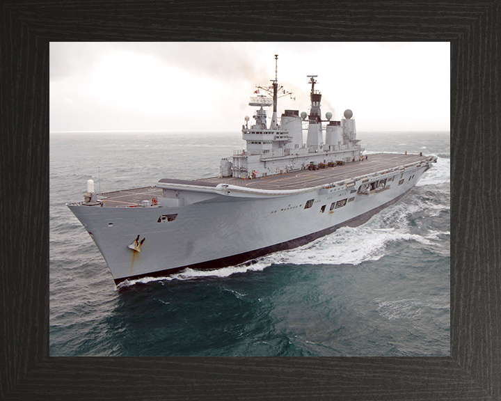HMS Ark Royal (R07) Royal Navy Invincible Class Aircraft Carrier At sea Photo Print Wall Art Decor Posters, Prints, & Visual Artwork Hampshire Prints 10 x 8 Black Frame No