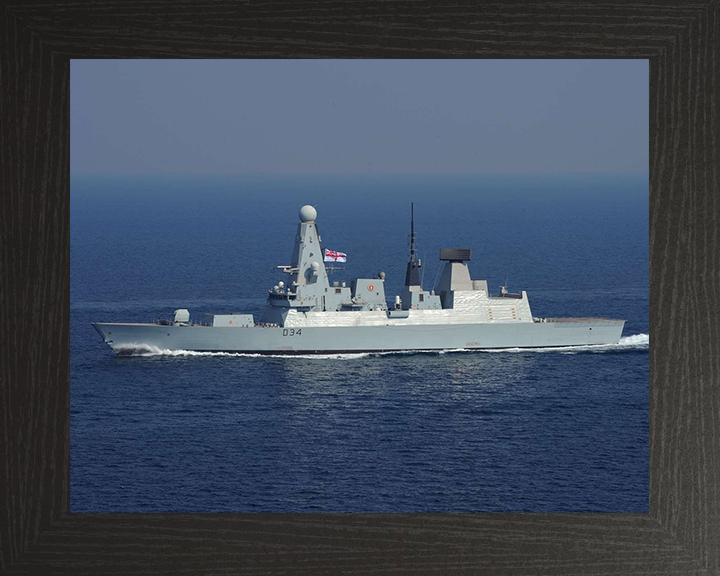 HMS Diamond (D34) Photo Print - At Sea 2012 - Royal Navy Type 45 Destroyer Hampshire Prints 10 x 8 Black Frame No
