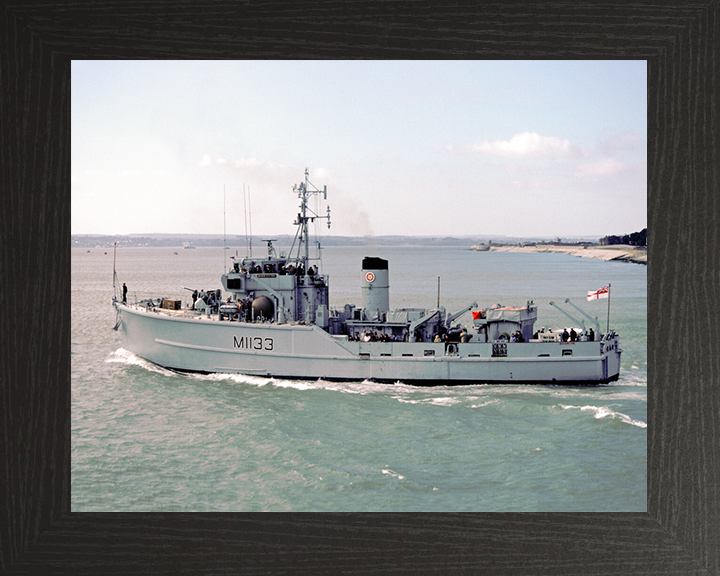 HMS Bossington (M1133) Royal Navy Ton Class Minesweeper Leaving Portsmouth Photo Print Wall Art Decor Posters, Prints, & Visual Artwork Hampshire Prints 10 x 8 Black Frame No