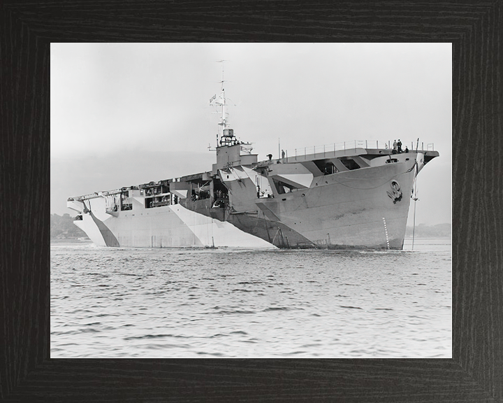 HMS Activity (D94) Royal Navy Escort Carrier Photo Print Starboard Bow View Warship Wall Art Posters, Prints, & Visual Artwork Hampshire Prints 10 x 8 Black Frame No
