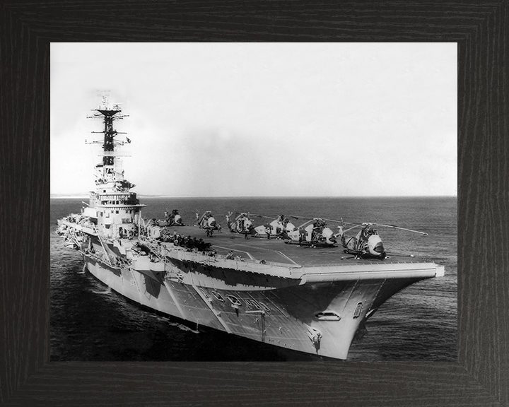 HMS Bulwark (R08) Royal Navy Centaur Class Fleet Carrier Starboard Bow View Photo Print Wall Art Decor Posters, Prints, & Visual Artwork Hampshire Prints 10 x 8 Black Frame No