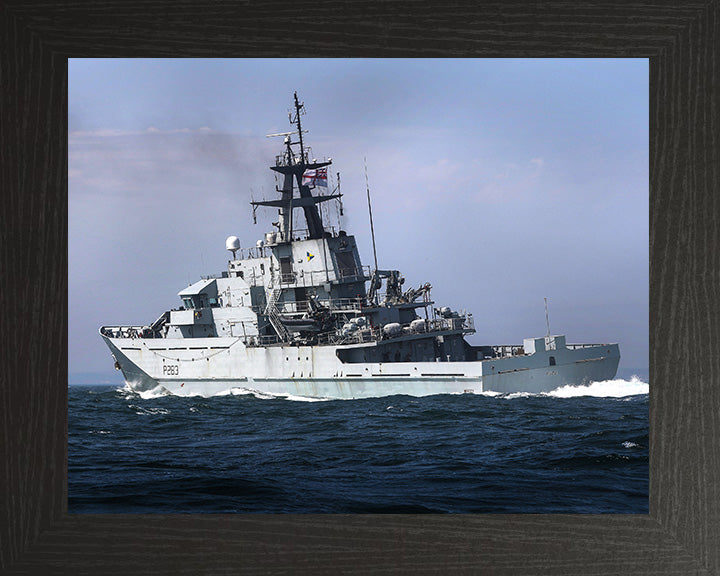 HMS Mersey (P283) Photo Print - Port Quarter View - Royal Navy River Class Patrol Vessel Hampshire Prints 10 x 8 Black Frame No