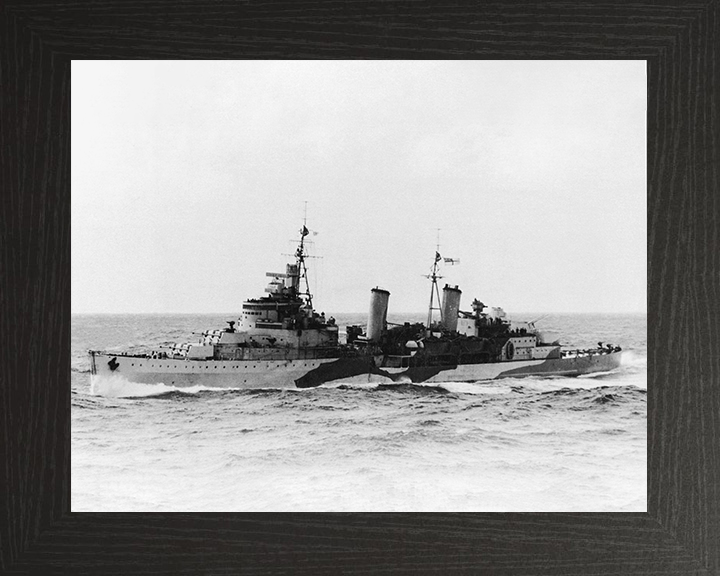 HMS Edinburgh (16) Royal Navy Town Class Light Cruiser Port Side Photo Print Wall Art Decor Posters, Prints, & Visual Artwork Hampshire Prints 10 x 8 Black Frame No