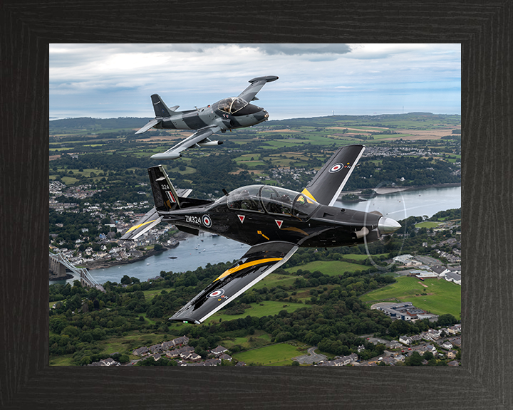 RAF T-6 Texan and a Strikemaster jet Photo Print - Royal Air Force Aircraft Hampshire Prints 10 x 8 Black Frame No