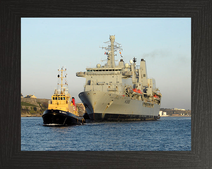 RFA Fort George (A388) Photo Print - With Tug - Royal Fleet Auxiliary Fort Class Tanker Hampshire Prints 10 x 8 Black Frame No