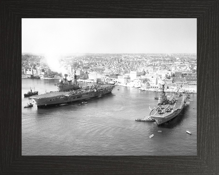 HMS Centaur (R06) and HMS Eagle (R05) Royal Navy Aircraft Carriers Malta Photo Print Wall Art Decor Posters, Prints, & Visual Artwork Hampshire Prints 10 x 8 Black Frame No