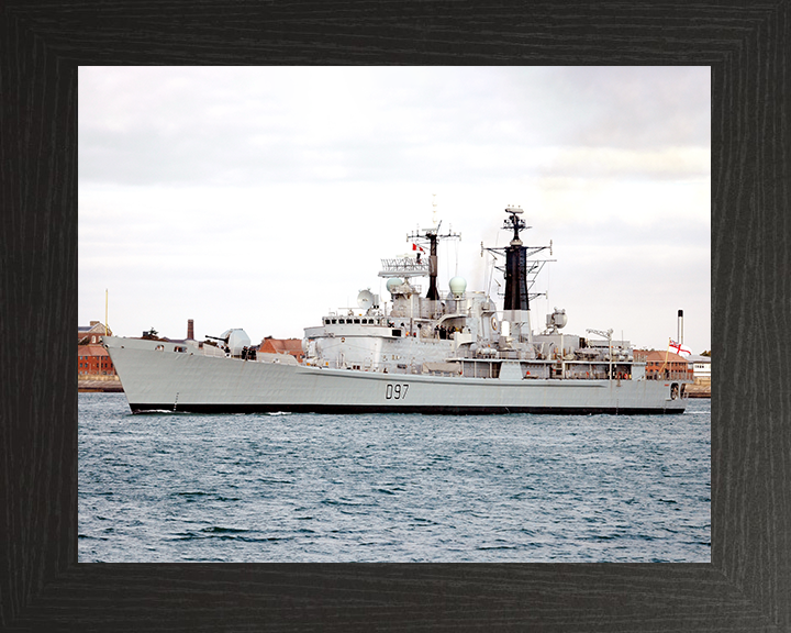 HMS Edinburgh (D97) Royal Navy Type 42 Destroyer Low Port Side View Photo Print Wall Art Decor Posters, Prints, & Visual Artwork Hampshire Prints 10 x 8 Black Frame No
